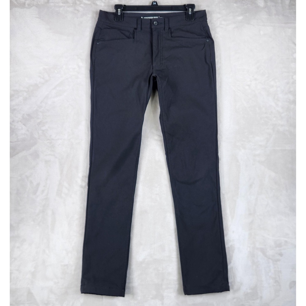 Western Rise Pants Mens 30x32 Gray AT Slim‎ Pant Nylon Stretch Chino Travel
